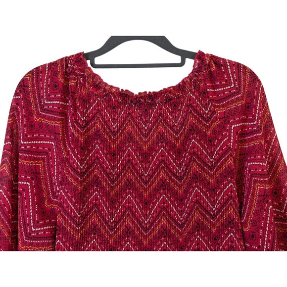 Catherines Top Women Plus sz 1X Artsy Pleated Sheer Stretch Boho Career Western - Picture 9 of 12